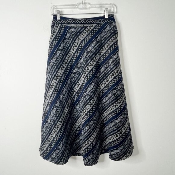 Idealsanxun Women's Wool Midi Skirt Size S Pleated A-Line Gray Blue Patterned - Picture 2 of 9